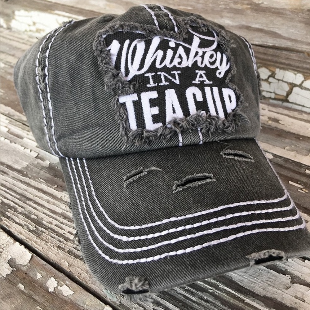 HTF Junk Gypsy “Whiskey In A Teacup” Distressed Baseball Hat